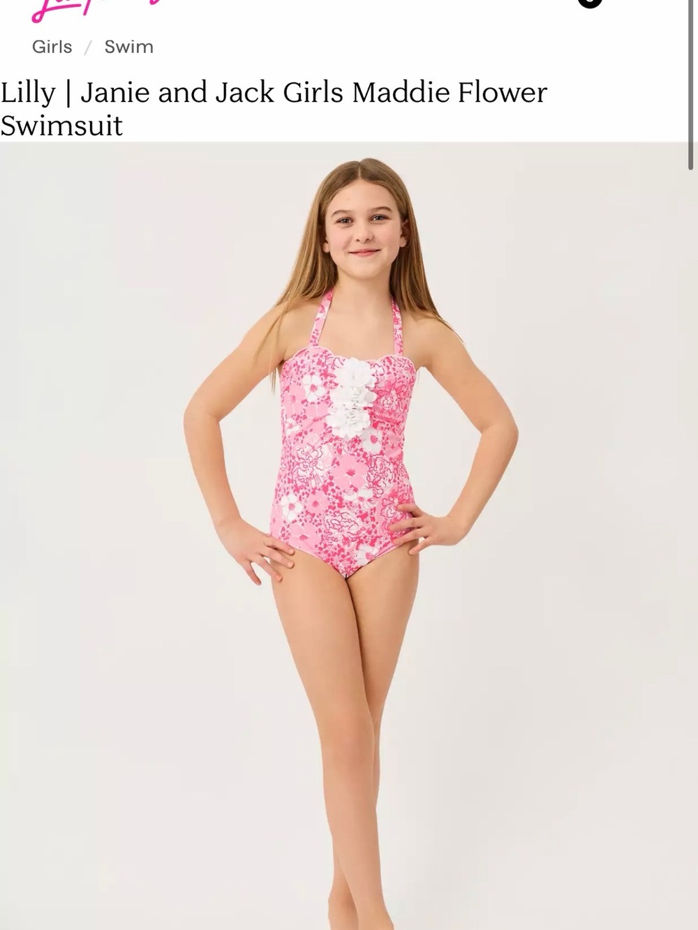Janie and Jack Lilly Pulitzer Pink Floral Halter One-Piece Swimsuit